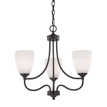 Arlington 3 Light 22" Wide Chandelier with White Glass Shades