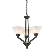 Tribecca 3 Light 21" Wide Chandelier with White Glass Shades