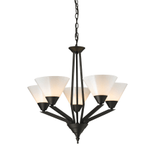 Tribecca 5 Light 25" Wide Chandelier with White Glass Shades