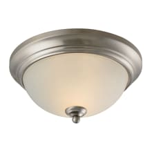 Huntington 2 Light 11" Wide Flush Mount Bowl Ceiling Fixture with Etched White Glass Shade