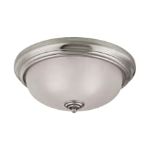 Huntington 3 Light 15" Wide Flush Mount Bowl Ceiling Fixture with White Glass Shade