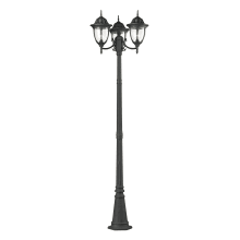 Central Square 3 Light 91" High Outdoor Multi Head Post Light with Clear Seeded Glass Shades