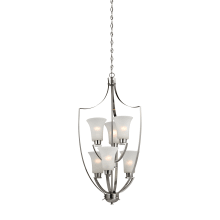Foyer 6 Light 21" Wide Chandelier with White Glass Shades