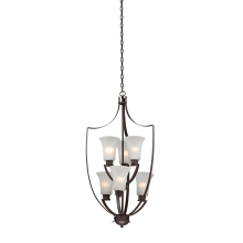 Foyer 6 Light 21" Wide Chandelier with White Glass Shades