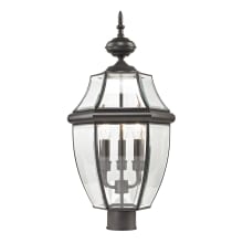 Ashford 3 Light 23" High Outdoor Single Head Post Light with Clear Beveled Glass Shade