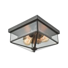 Lankford 2 Light 10" Wide Flush Mount Square Ceiling Fixture with Clear Glass Shade