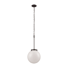 Beckett Single Light 12" Wide Pendant with White Glass Shade