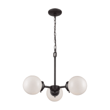 Beckett 3 Light 22" Wide Chandelier with White Glass Shades