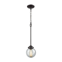 Beckett Single Light 6" Wide Mini Pendant with Clear Glass Shade