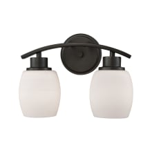 Casual Mission 2 Light 12" Wide Bathroom Vanity Light with Opal White Glass Shades