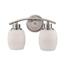 Casual Mission 2 Light 12" Wide Bathroom Vanity Light with Opal White Glass Shades