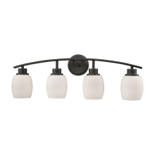 Casual Mission 4 Light 28" Wide Bathroom Vanity Light with Opal White Glass Shades