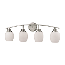Casual Mission 4 Light 28" Wide Bathroom Vanity Light with Opal White Glass Shades