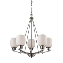 Casual Mission 5 Light 22" Wide Chandelier with Opal White Glass Shades