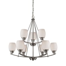 Casual Mission 9 Light 29" Wide Chandelier with Opal White Glass Shades