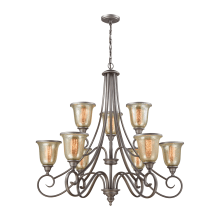 Georgetown 9 Light 36" Wide Chandelier with Mercury Glass Shades