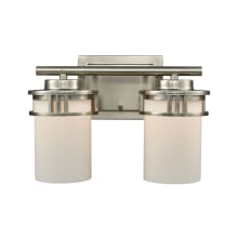 Ravendale 2 Light 12" Wide Bathroom Vanity Light with White Glass Shades