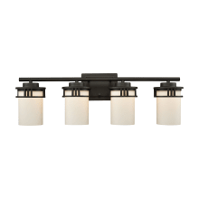 Ravendale 4 Light 27" Wide Bathroom Vanity Light with White Glass Shades