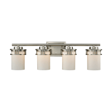 Ravendale 4 Light 27" Wide Bathroom Vanity Light with White Glass Shades