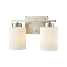 Summit Place 2 Light 12" Wide Bathroom Vanity Light with White Glass Shades