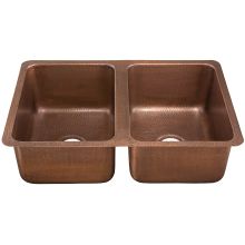 Montersosso 31" Double Basin Drop In or Undermount Copper Kitchen Sink