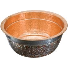 16-1/4" Drop In / Vessel Murano Round Copper Handcrafted with Mirror Mosaic Sink from the Renovations Collection