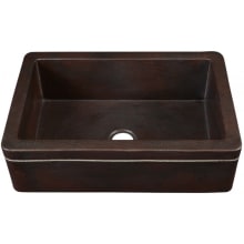 Legacy Silver Line 33" Single Basin Copper Farmhouse Kitchen Sink for Undermount or Drop-In Installations
