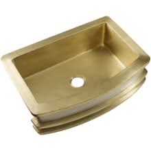 Quintana 35" Farmhouse Single Basin Copper and Brass Kitchen Sink with Basket Strainer