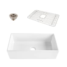 Fireclay 36" Farmhouse Single Basin Fireclay Kitchen Sink with Basin Rack and Basket Strainer