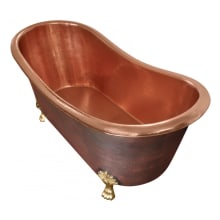 Hibernia 70" Copper Soaking Tub for Freestanding Installation with Center Drain - Less Drain Assembly