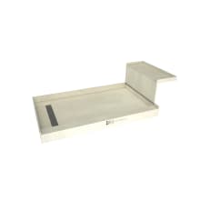 Base'N Bench 72" x 36" Rectangular Shower Base with Single Threshold and Left Drain