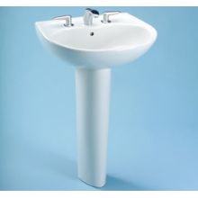 Supreme 22-7/8" Pedestal Bathroom Sink with 3 Faucet Holes Drilled and Overflow - Pedestal Included