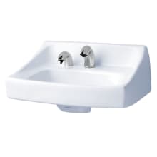 21" Wall Mounted Bathroom Sink with Two Faucet Holes Drilled and Overflow