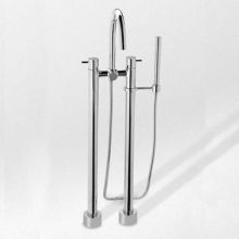 Two Handles Floor Mounted Clawfoot Tub Filler with Hand Shower