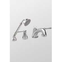 Vivian Double Handle Deck Mounted Roman Tub Filler with Hand Shower and Metal Lever Handles