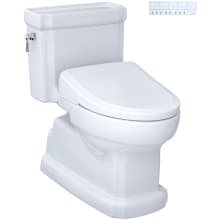 Guinevere 1.28 GPF One Piece Elongated Chair Height Toilet with Left Hand Lever, Tornado Flush, CEFIONTECT Glaze and Washlet Compatibility - Less Seat