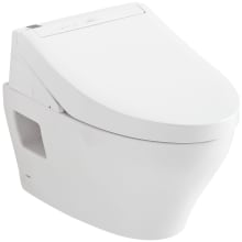 EP 0.9 / 1.28 GPF Dual Flush Wall Mounted One Piece Elongated Toilet with Actuator Plate Flush - Bidet Seat Included