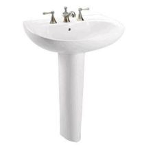 Prominence 26" Pedestal Bathroom Sink with 3 Faucet Holes Drilled, Overflow and CeFiONtect Ceramic Glaze - Pedestal Included