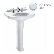 Dartmouth 24-1/4" Pedestal Bathroom Sink with 3 Faucet Holes Drilled and Overflow - Pedestal Included