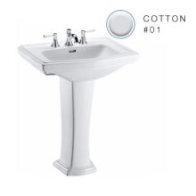 Clayton 27" Pedestal Bathroom Sink with 3 Faucet Holes Drilled and Overflow - Pedestal Included