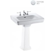 Promenade 27-1/2" Pedestal Bathroom Sink with 3 Faucet Holes Drilled and Overflow - Less Pedestal