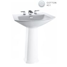 Soiree 25-1/8" Pedestal Bathroom Sink with 3 Faucet Holes Drilled and Overflow - Less Pedestal