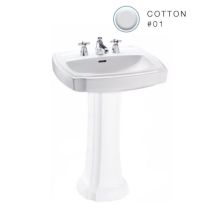 Guinevere 24-3/8" Pedestal Bathroom Sink with 3 Faucet Holes Drilled and Overflow - Less Pedestal