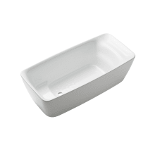 67" Free Standing Solid Surface Galalato™ Soaking Tub with Reversible Drain, Drain Assembly and Overflow