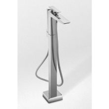 Single Handle ADA Compliant Floor Mounted Tub Filler with 60-inch Metal Hose