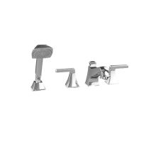 Connelly Deck Mounted Roman Tub Filler Faucet Trim with Metal Lever Handles and Built-In Diverter - Includes Personal Hand Shower