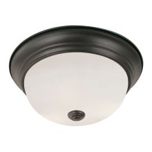 2 Light 11" Flush Mount Round Ceiling Fixture with Frosted Shade