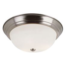 2 Light 13" Flush Mount Round Ceiling Fixture with Frosted Shade