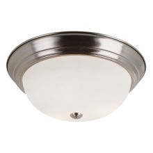 3 Light 15" Flush Mount Round Ceiling Fixture with Frosted Shade