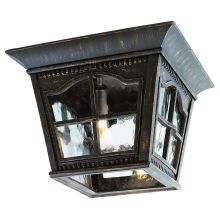 Briarwood 3 Light 10-3/4" Wide Outdoor Flush Mount Lantern Ceiling Fixture with Water Glass Shade